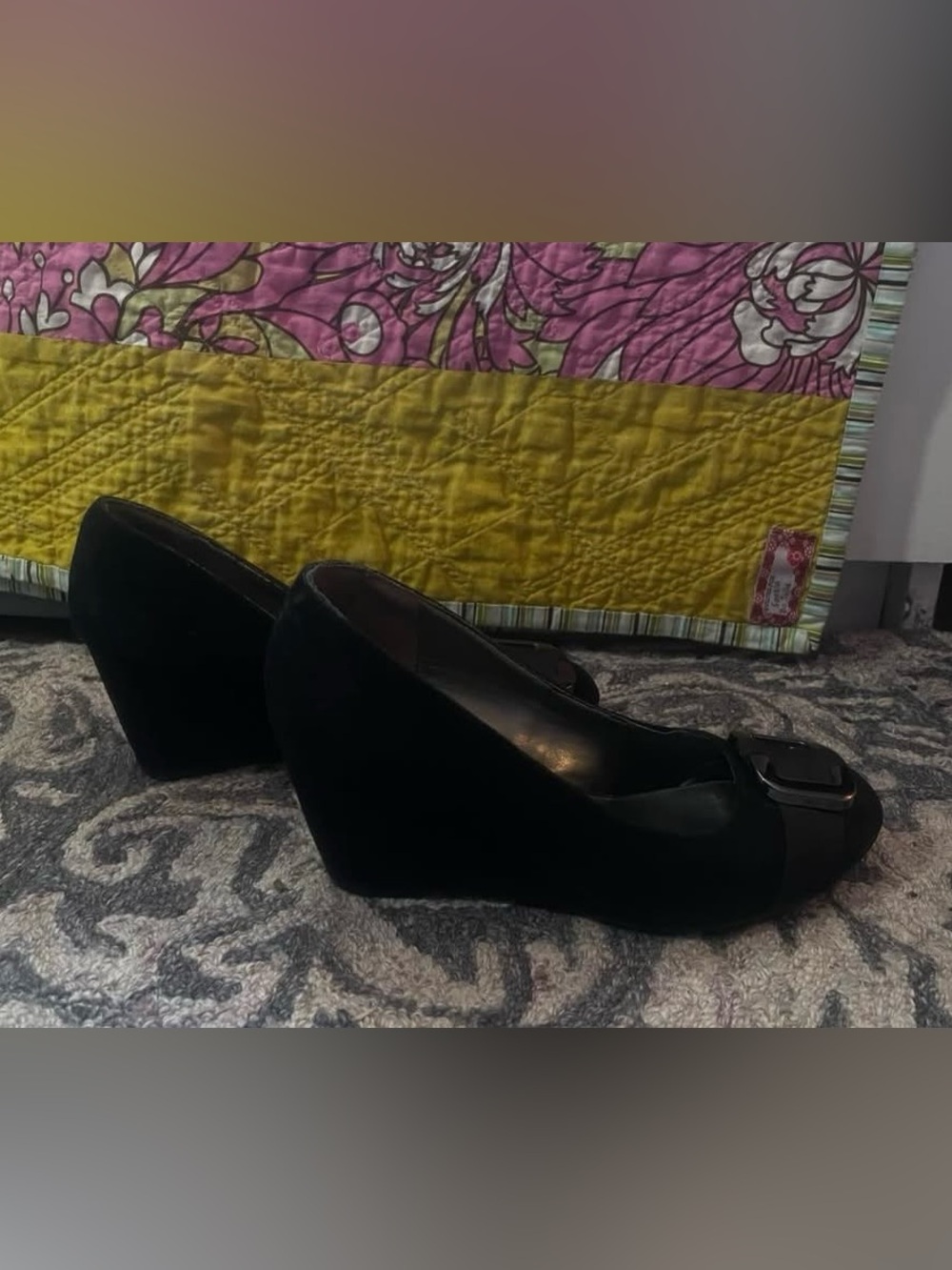 Michael Shannon black buckled wedge heels - Picture 2 of 2